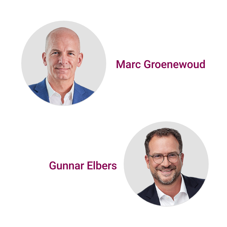  Businessportraits der Sprecher Marc Groenewoud und Gunnar Elbers der 44. Folge des CTcon Podcasts „Erfolgshebel Führungskultur – wirksam gestalten und verankern bei L. Stroetmann“