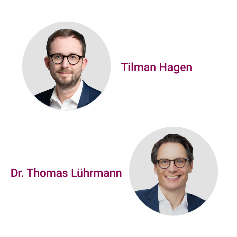 Businessportraits der Sprecher Tilman Hagen und  Dr. Thomas Lührmann der 45. Folge des CTcon Podcasts „KI mit SAP – Was heute möglich ist und was auf die Unternehmenssteuerung zukommt“